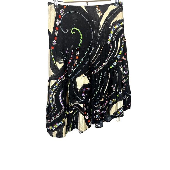 JAMS WORLD Women's Asymmetric Hem Genesis Abstract Print Skirt Black Size Large - Picture 1 of 13